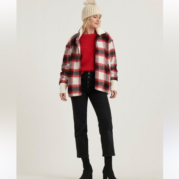 Lucky Brand Wool Oversized Buffalo Checker Plaid Zip Jacket Shacket - Picture 16 of 16